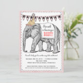 Vintage Elephant Circus Parade Baby Shower Invite (Standing Front)