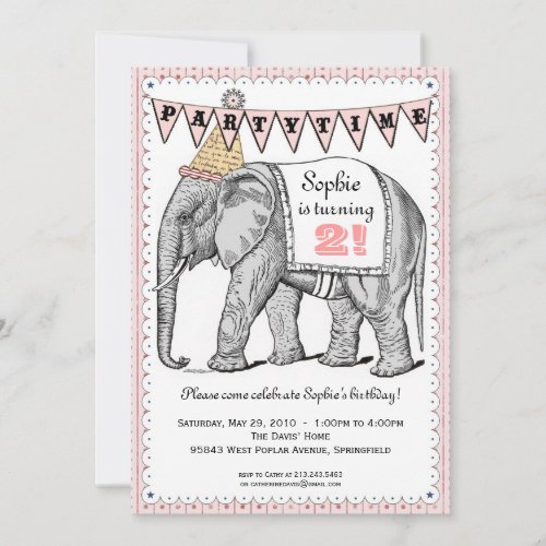 Vintage Elephant Circus Parade Invitation