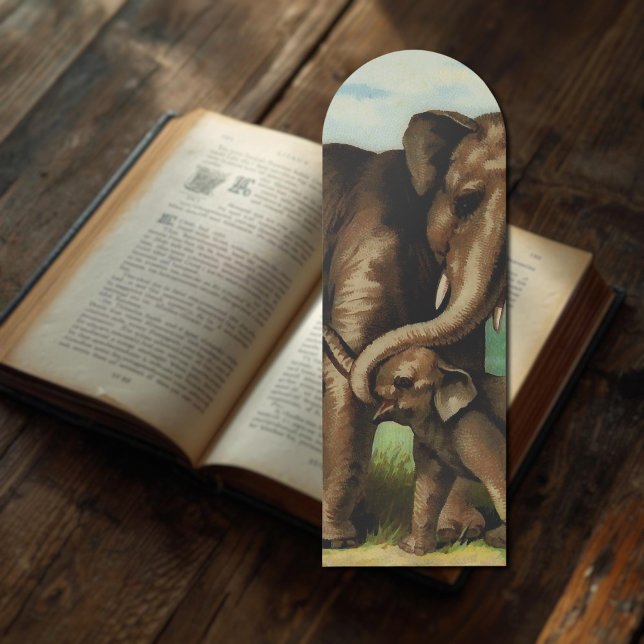 Vintage elephant cow with  her baby  bookmarks (Creator Uploaded)