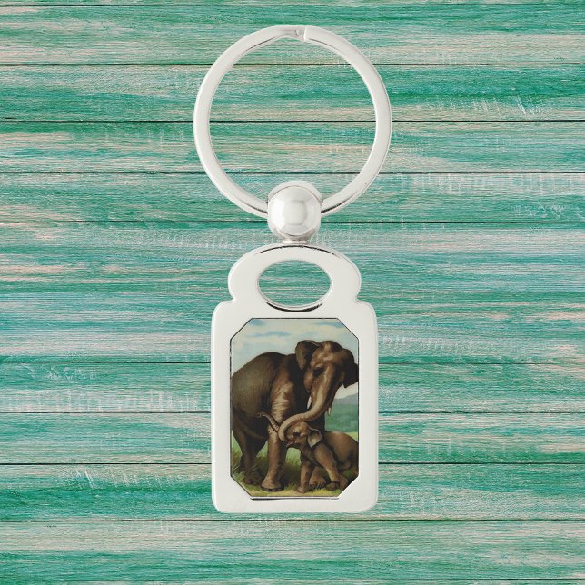 Vintage elephant cow with  her baby  keychain (Creator Uploaded)