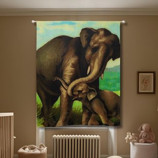 Vintage elephant cow with  her calf