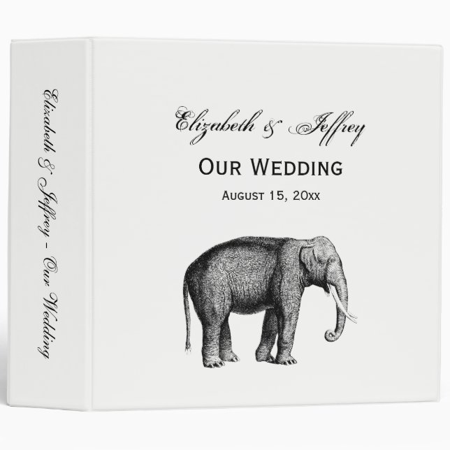 Vintage Elephant Drawing Binder (Front/Spine)