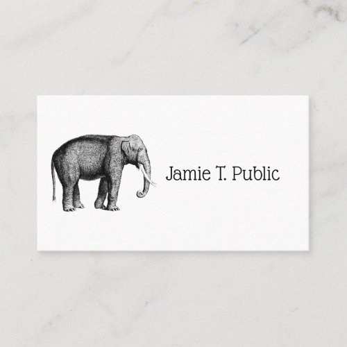 Vintage Elephant Drawing Business Card