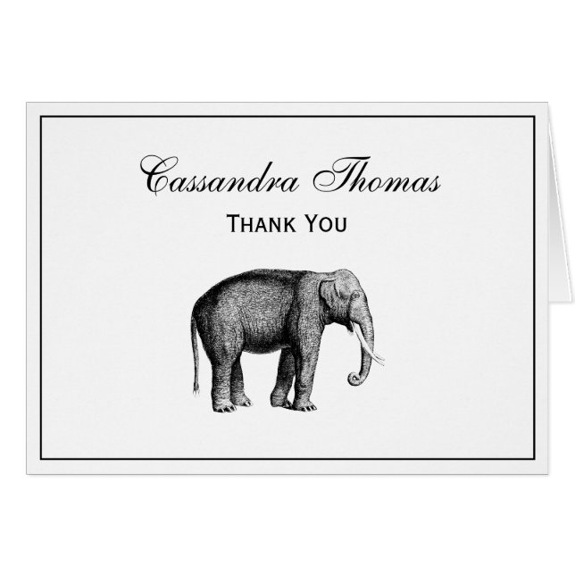 Vintage Elephant Drawing Cards (Front Horizontal)