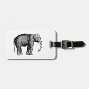 Vintage Elephant Drawing Luggage Tag