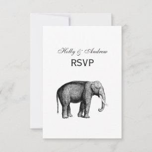 Vintage Elephant Drawing RSVP Card