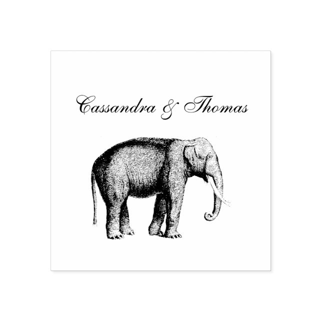 Vintage Elephant Drawing Rubber Stamp (Imprint)