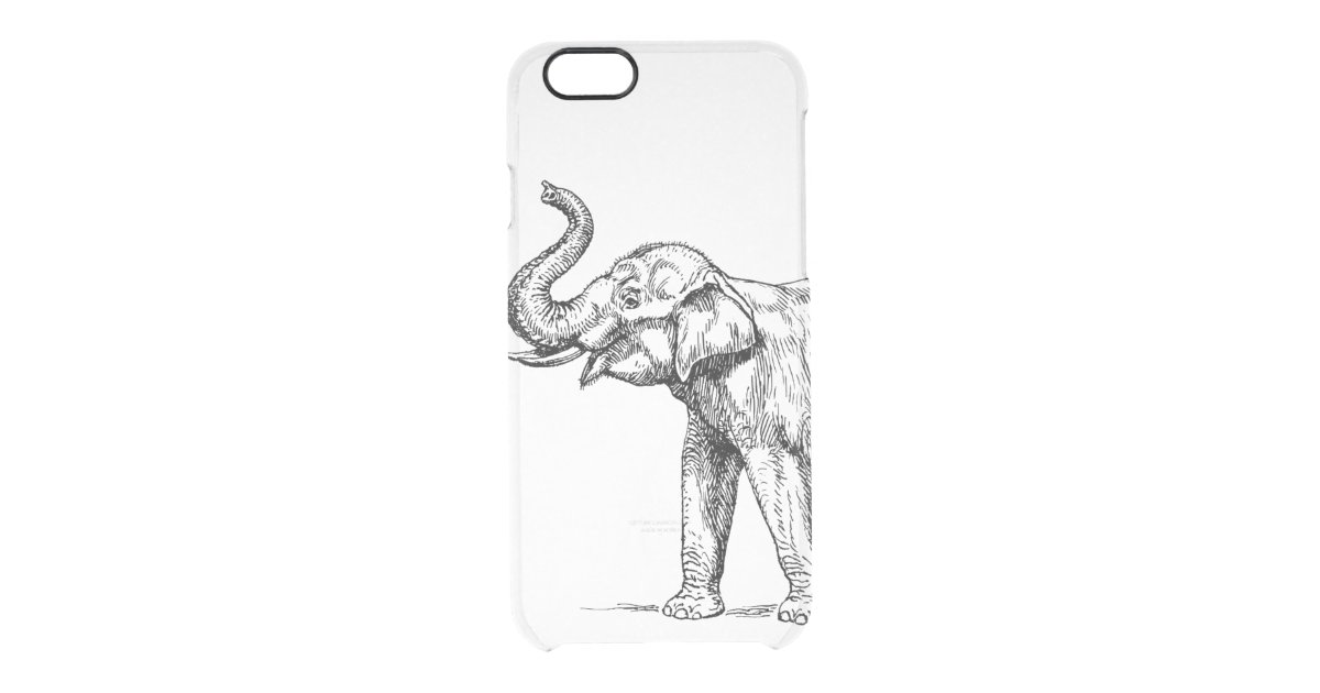 Vintage Elephant Drawing Simple Trendy Clear Uncommon Iphone Case Zazzle Com