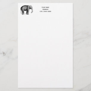 Vintage Elephant Drawing Stationery