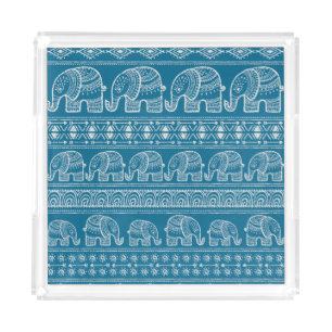 Vintage Elephant Frame Illustration Acrylic Tray
