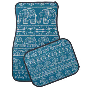 Vintage Elephant Frame Illustration Car Floor Mat