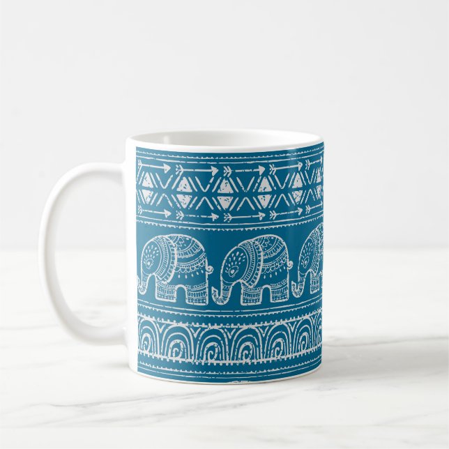Vintage Elephant Frame Illustration Coffee Mug (Left)