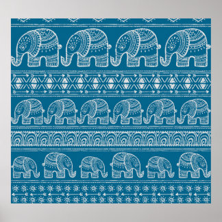 Vintage Elephant Frame Illustration Poster