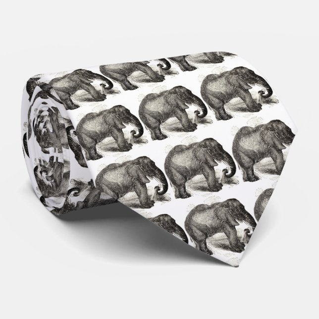 Vintage Elephant Illustration (1891) Neck Tie (Rolled)