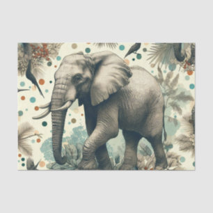 Vintage Elephant Jungle Painting Tissue Paper