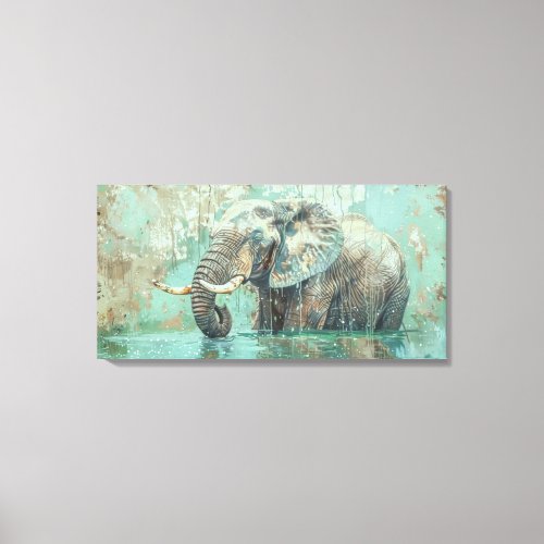 Vintage Elephant Mud Bath Canvas Print