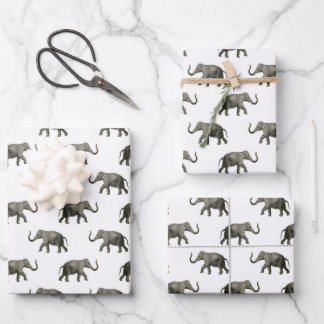 Vintage Elephant Pattern Wrapping Paper Sheets