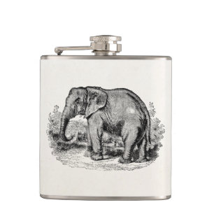 Vintage Elephant Personalized Elephants Animals Hip Flask