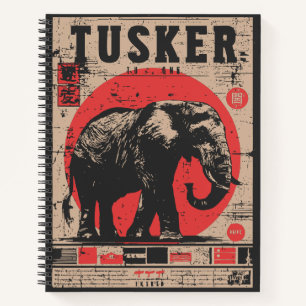 Vintage Elephant Safari Poster Japanese Propaganda Notebook