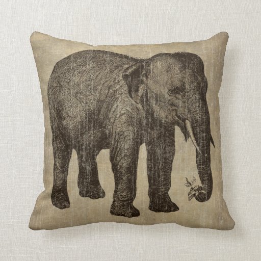 Vintage Elephant Throw Pillow | Zazzle