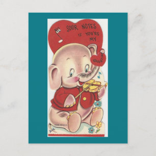 Vintage Elephant Valentine Holiday Postcard