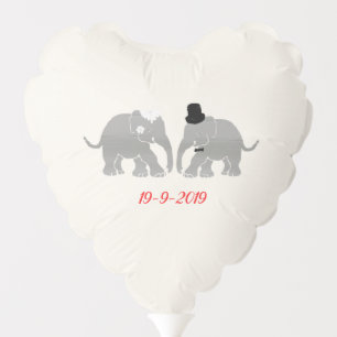 Vintage Elephant Wedding Cute Bride and Groom Balloon