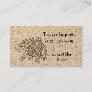 Vintage Elephant Woodblock Texture Business Card