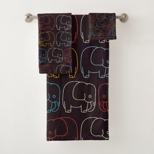 vintage elephants bath towel set