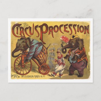 Vintage Elephants Circus Procession Postcard by AnyTownArt at Zazzle