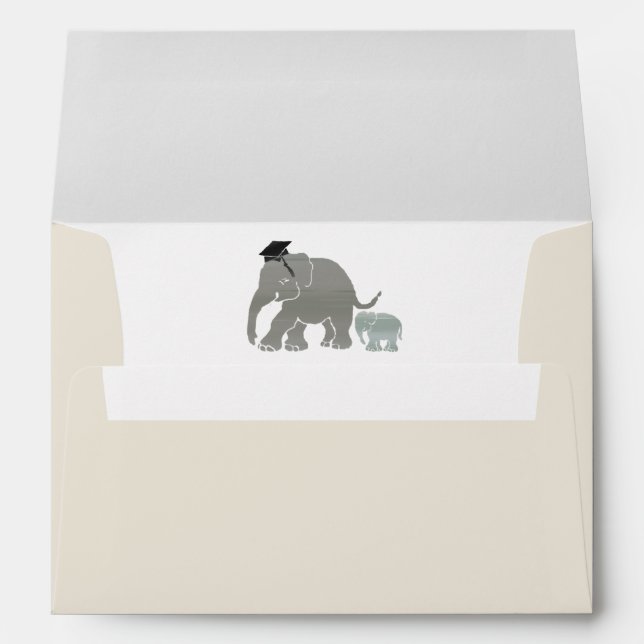 Vintage Elephants Graduation Card Matching Envelope (Back (Bottom))