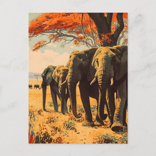 Vintage Elephants Postcard