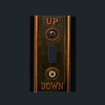 Vintage elevator button plate metal brass antique<br><div class="desc">A black and brass antique elevator button plate with the up and down buttons. A cool unique vintage design with a metal grunge steampunk look.</div>