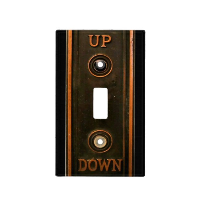 Vintage elevator button plate metal brass antique (Front)