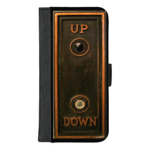 Vintage elevator button plate metal brass antique iPhone 8/7 plus wallet case