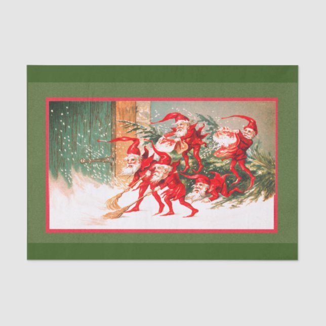 Vintage Elf Christmas Tissue Paper (Front)