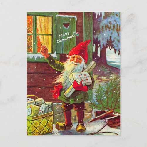 Vintage Elf Swedish Gnome Tomte copy Postcard