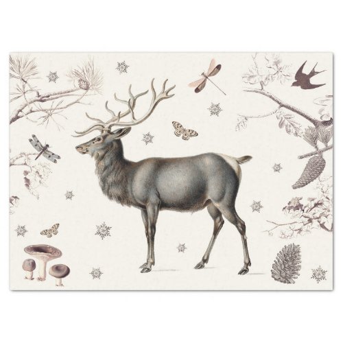 Vintage Elk Decoupage Tissue Paper