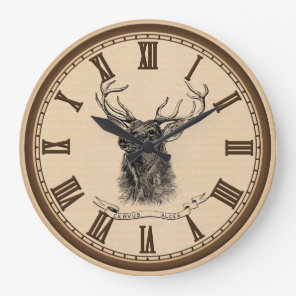 Vintage elk head home office wall clock