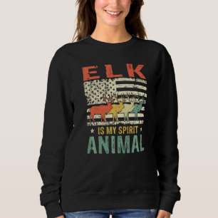 Vintage Elk Spirit Animal Retro Us American Flag Sweatshirt