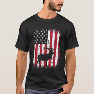 Vintage Elk USA American Flag 4th Of July Patrioti T-Shirt