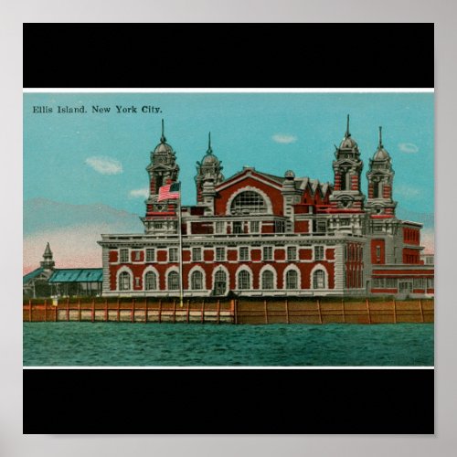 Vintage Ellis Island New York CIty Poster