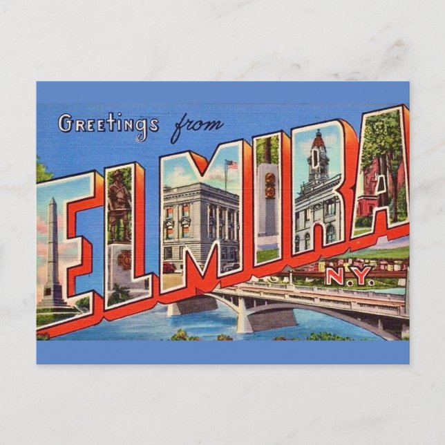 Vintage Elmira New York Greeting Postcard (Front)