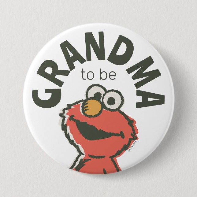 Vintage Elmo Baby Shower Grandma To Be Button (Front)
