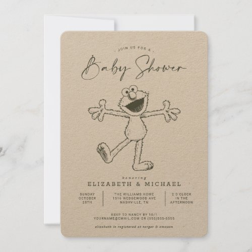 Vintage Elmo Baby Shower Invitation