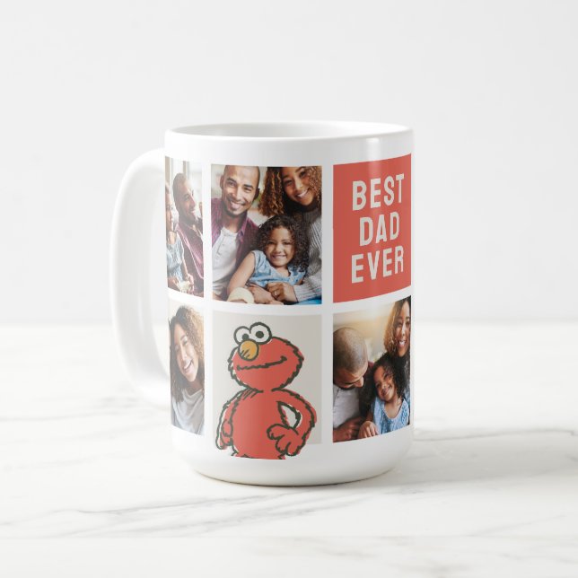 Vintage Elmo | Best Dad - Photo Collage Coffee Mug (Front Left)
