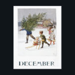 Vintage Elsa Beskow December Postcard<br><div class="desc">This postcard features a beautiful vintage illustration by Elsa Beskow for the month of December. Let them know you are thinking of the them with this whimsical winter scene.</div>