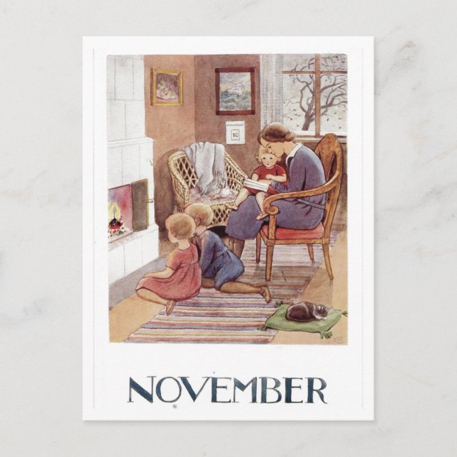 Vintage Elsa Beskow November Postcard (Front)