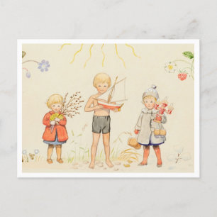Vintage Elsa Beskow Seasons and Children Postcard