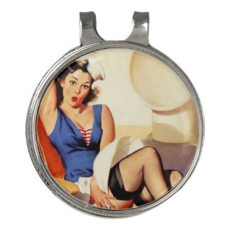 Vintage Elvgren Cruise Ship Retro Pin Up Girl Golf Hat Clip