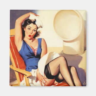 Vintage Elvgren Cruise Ship Retro Pin Up Girl Magnet